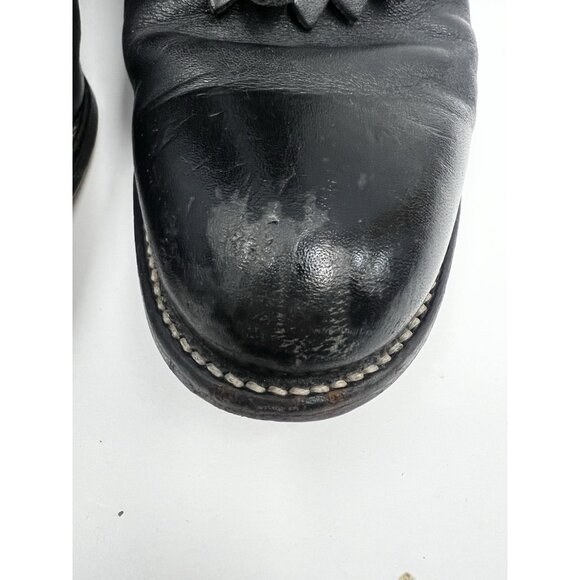 Vintage Justin Black Lace-Up Boots Genuine Leather Kiltie Western Peasant 8.5 B - Picture 4 of 14